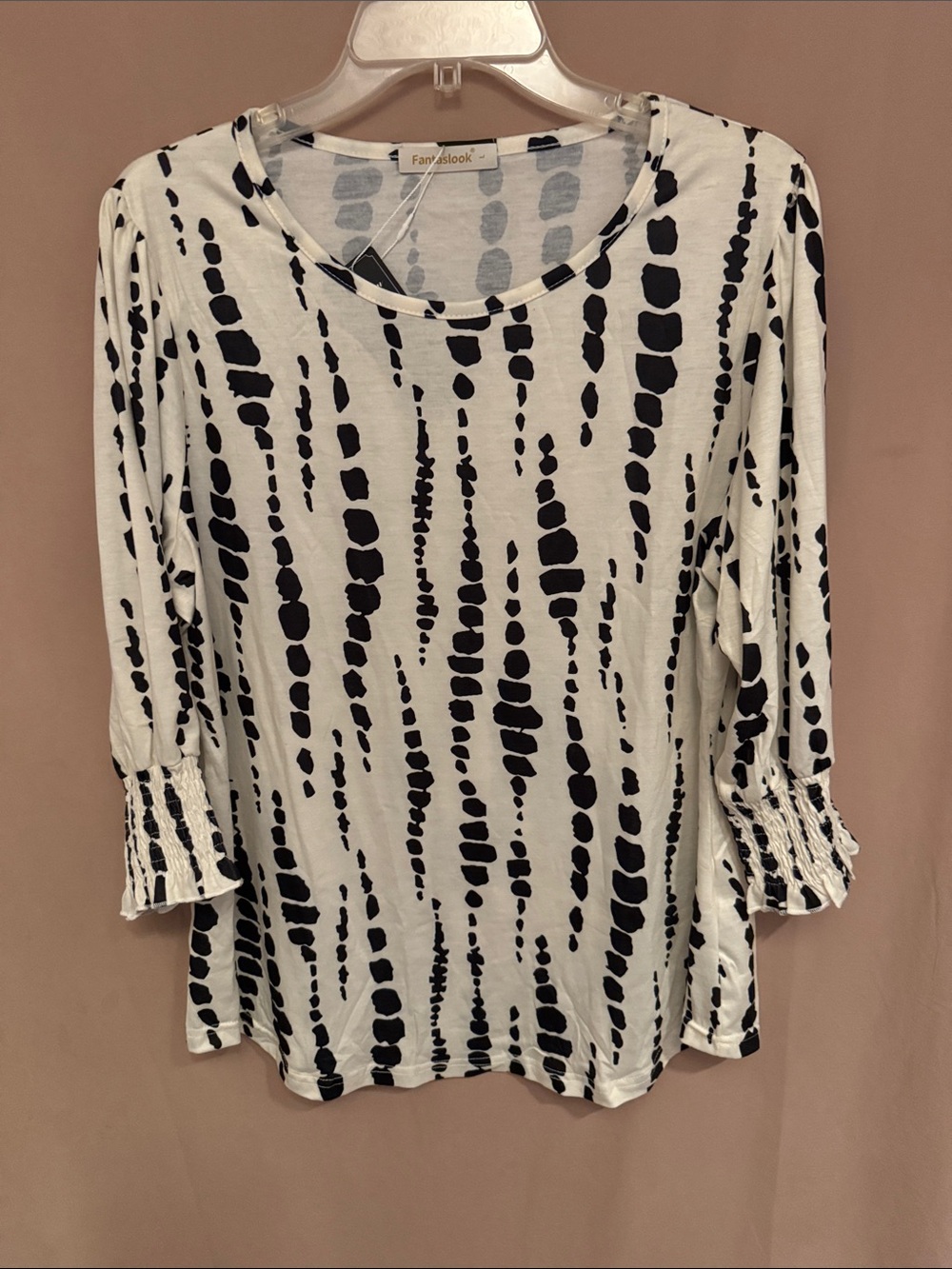 Black & White Patterned Women's Long Sleeve Top